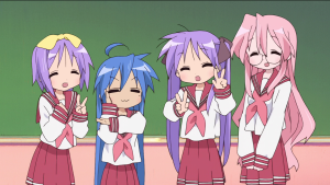 Lucky star anime intro main characters pose.png